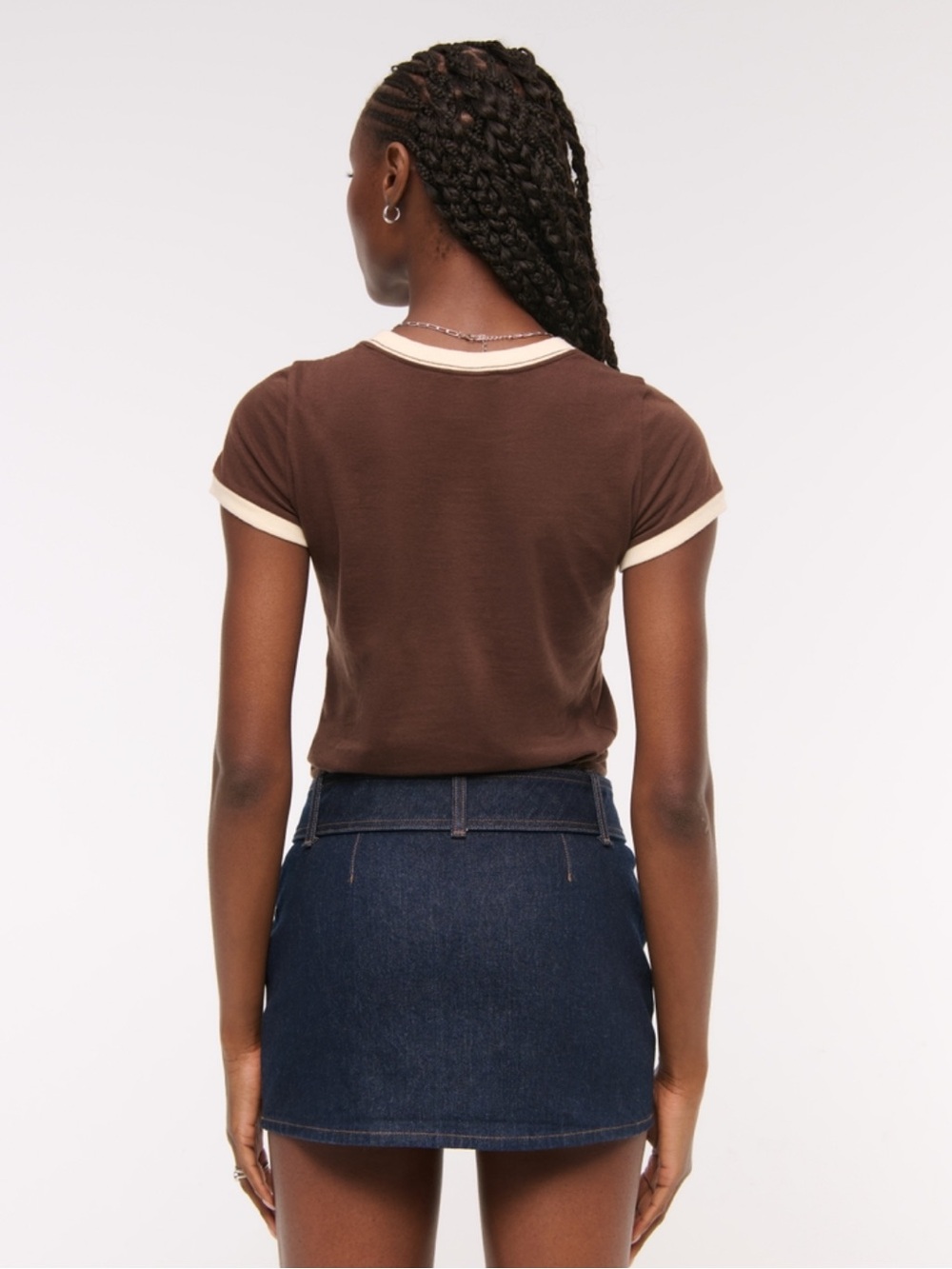 Abercrombie & Fitch Mid Rise Belted Denim Mini Skort - Size 29 - Picture 5 of 6